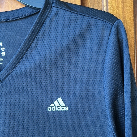 Ladies Adidas Black Long Sleeve V-Neck Shirt - Picture 2 of 9